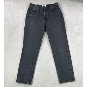AGOLDE High Rise Relaxed Taper Jeans Womens 28 Black Button Fly Denim Casual